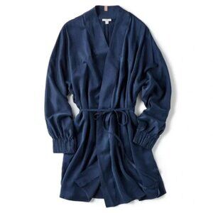 Lunya Deep Blue Silk Washable Robe Women's Size XS/S